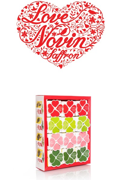 Novin Herbal Tea Collection - premium saffron-infused herbal tea bags, wellness tea Dubai, saffron tea pyramid bags UAE