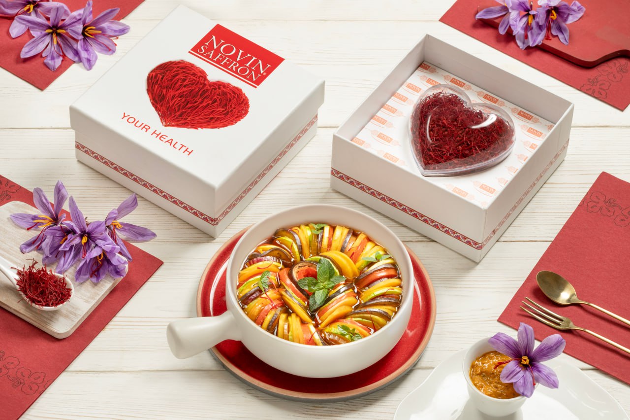 Novin Heart Series saffron - premium Persian saffron in heart-shaped gift boxes, romantic saffron gifts Dubai, Valentine's saffron UAE