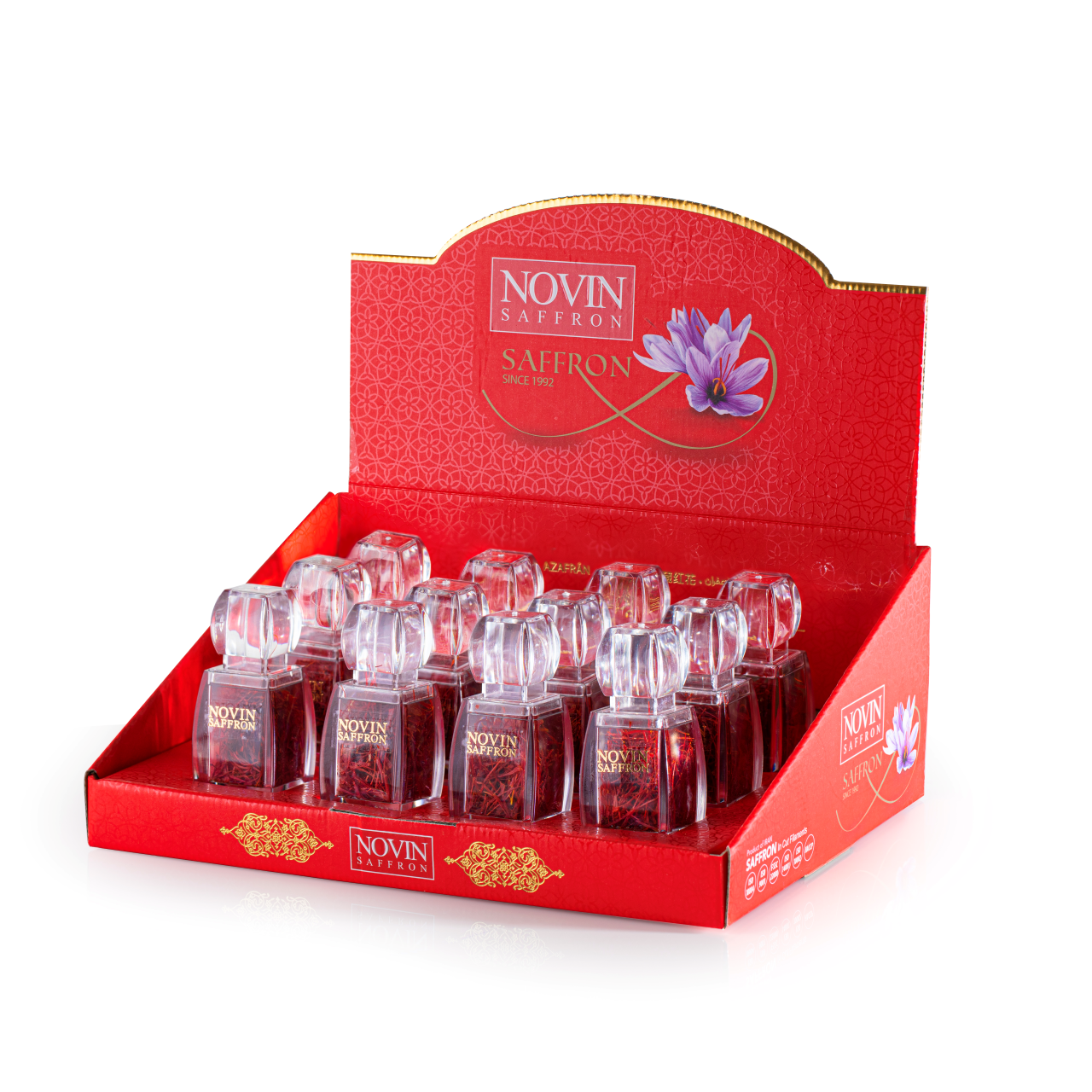 Novin Saffron Azin Series 12x1g – Glass Bottle Saffron Pack Dubai