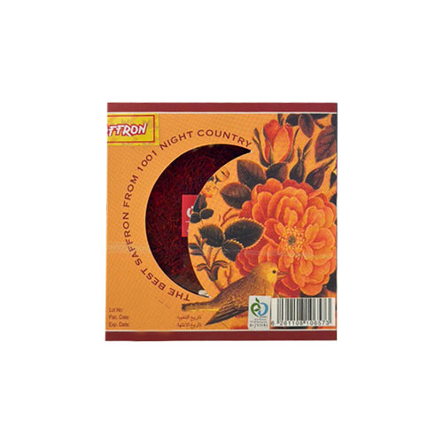 Fytron 1001 Night Country saffron packaging with floral design and bird illustration.