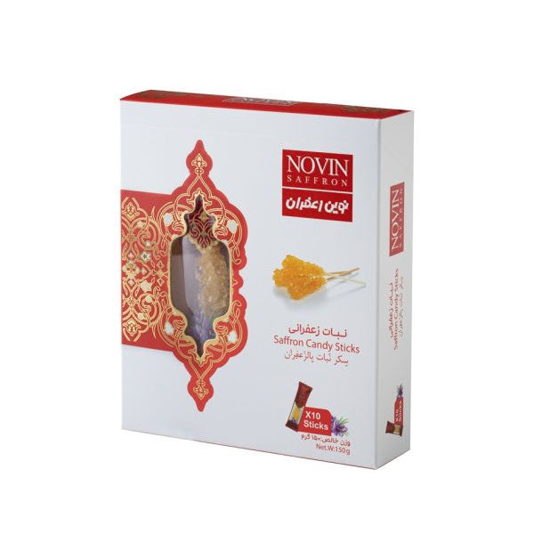 Saffron Rock Candy Sticks - Premium Persian Nabat (10 Sticks)