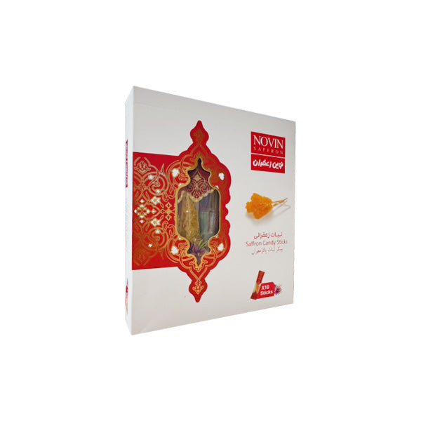 Saffron Rock Candy Sticks - Premium Persian Nabat (10 Sticks)