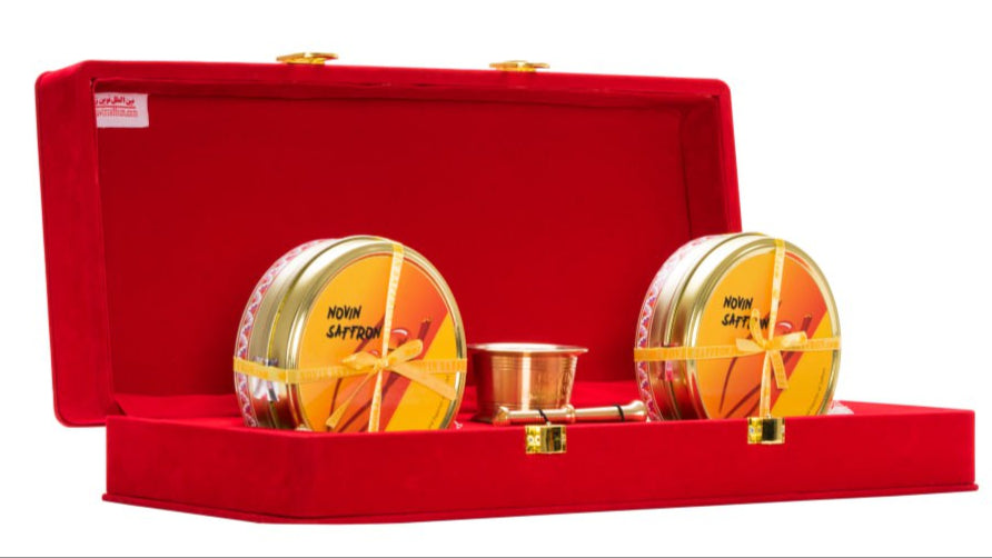 Novin Premium Saffron Velvet Luxury Set with Mortar - 2 x 20 GR (AR1 Grade) - Novin Saffron UAE/KSA